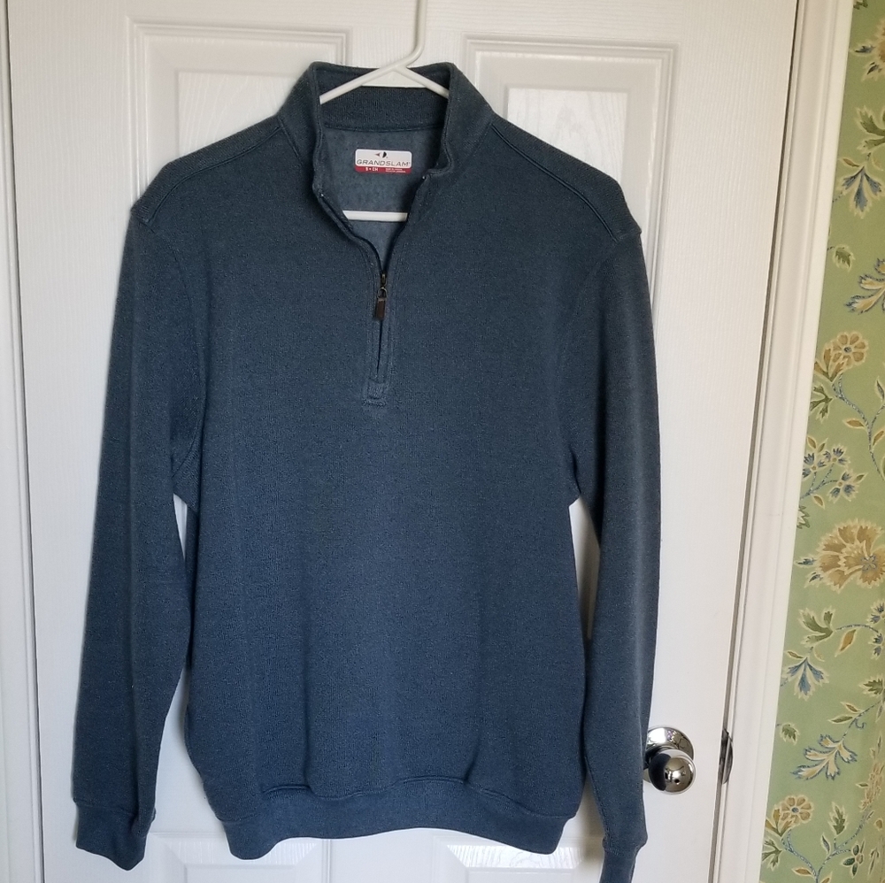Grand Slam Quater Zip Cotton Blend Sweater